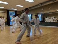 Samuel and Owen face one another in kumite